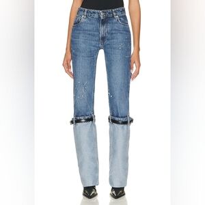 Kate Hewko Two Toned Cuff Jeans Size M Buckle Detail EUC